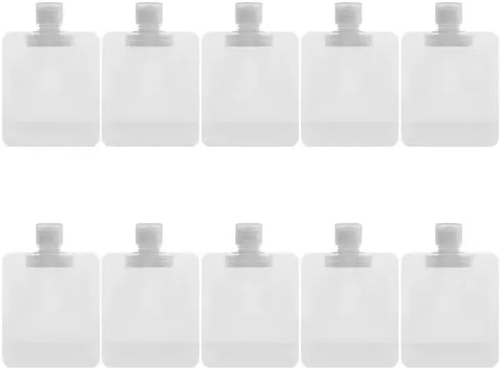 10 Pcs Portable Fluid Packing Bags , Cosmetic Bags 2022 New Travel Size Refillable Empty Squeeze Pouch, Premium Clear Travel Pouches for Toiletry, Lotion Shampoo Shower Gel Squeezable Bags (30ml)
