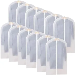 12pcs Hanging Garment Bags Lightweight Clear Clothes Full Zipper Suit Bag For Closet Storage
