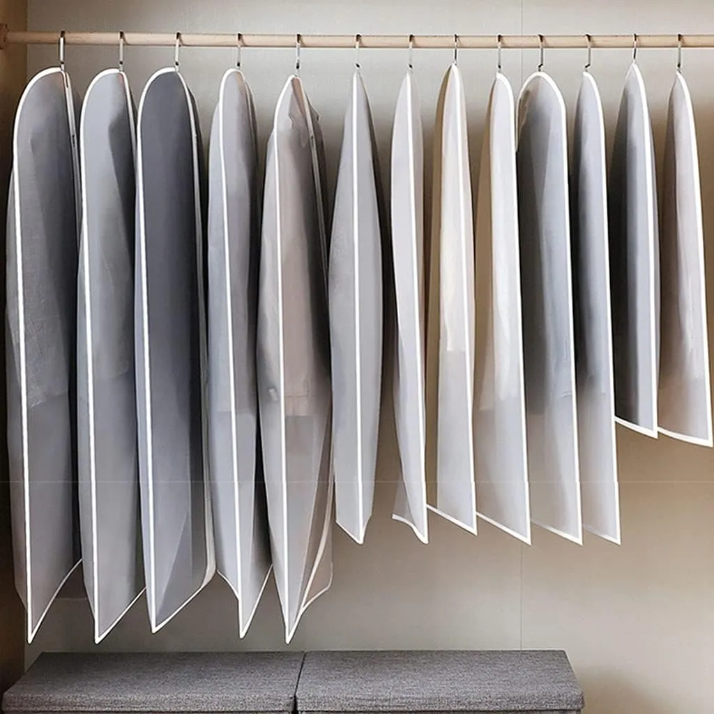 12pcs Hanging Garment Bags Lightweight Clear Clothes Full Zipper Suit Bag For Closet Storage