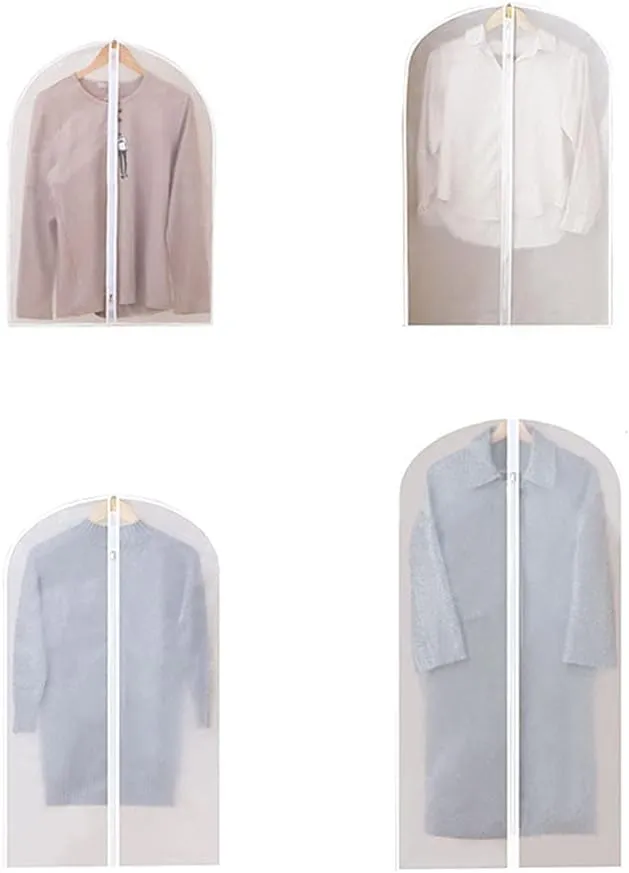 12pcs Hanging Garment Bags Lightweight Clear Clothes Full Zipper Suit Bag For Closet Storage
