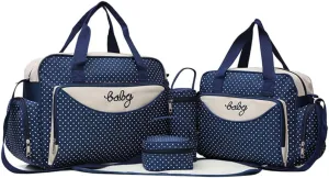 1Set Chic Dot Pattern Mommy Tote Bag Large Capacity Multi Function Handbag for Everyday Use for School Work Travel Gym and Weekend Outings Blue