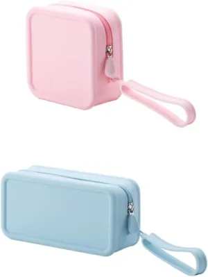 2 PCS Cosmetic Bag, Silicone Makeup Bag, Cosmetic Bag for Women, Toiletry Bag Travel Organizer for Girls, Mini Make Up Bag Cosmetic Zipper Pouch