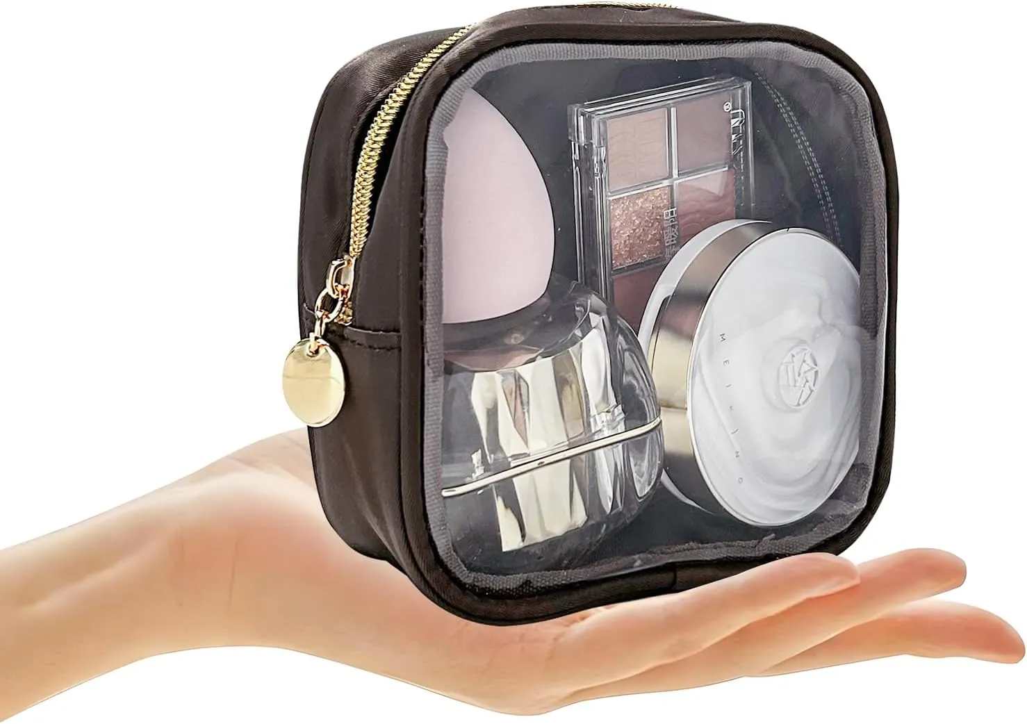 2PCS Brownish Black Cosmetic Bag and Travel Pouch-Durable PVC Material,Versatile,Zipper Design for Smooth Sliding-Ideal for Makeup,Travel Essentials