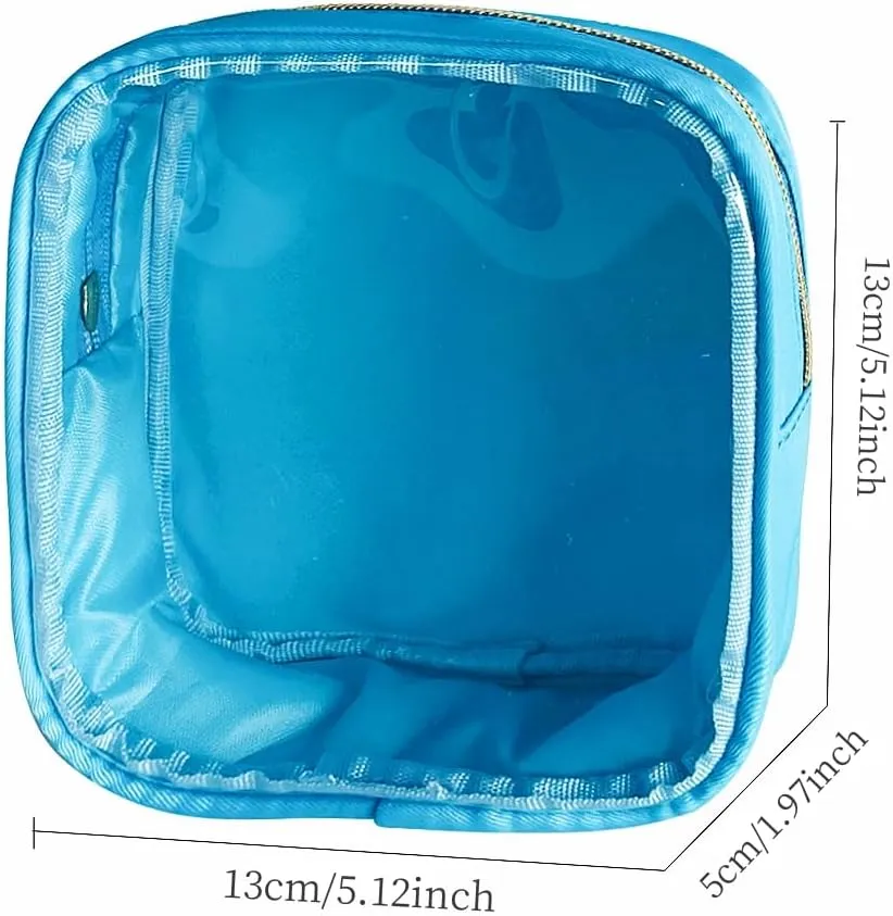 2PCS Sky Blue Cosmetic Bag and Travel Pouch-Durable PVC Material,Versatile,Zipper Design for Smooth Sliding-Ideal for Makeup,Travel Essentials