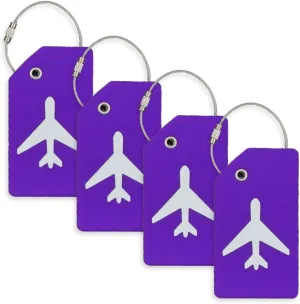 4 Pack Luggage Tags, Silicone Luggage Tags for Suitcases, Bag Tag with Name ID Card Perfect to Quickly Spot Luggage Suitcase