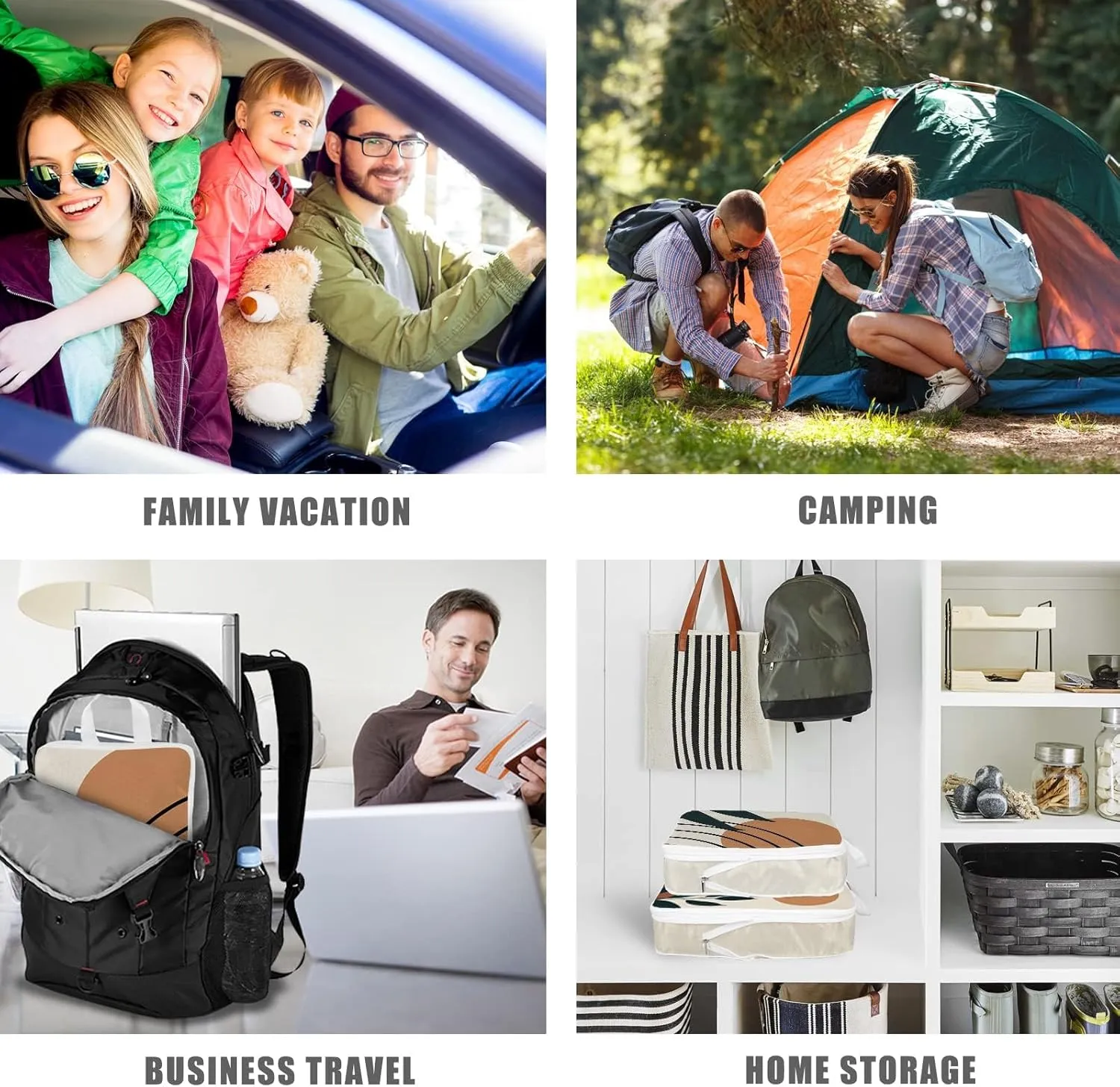 6 Set Boho Compression Packing Cubes Compressed Storage Bags for Carry on Suitcases Packaging Luggage Bags Organizers for Travel