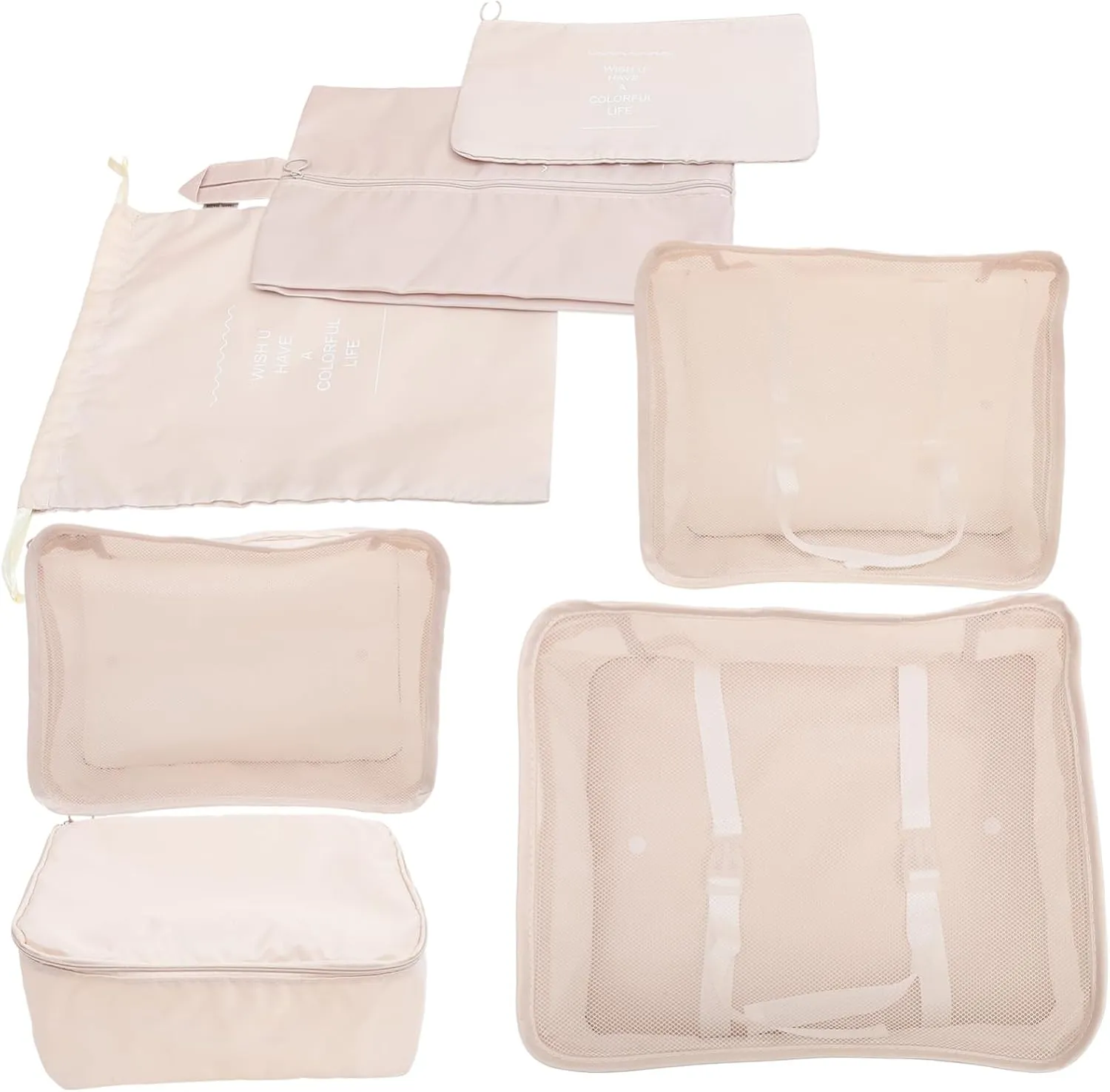 7pcs Travel Packing Cubes Lightweight Luggage Organizer Bags for Clothes Toiletries Travel Essentials for Camping Gym Beach Use