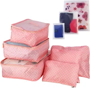 9Pcs Clothes Storage Bags Water-Resistant Travel Luggage Organizer Packing Cubes for Blouse Hosiery Underwear with Mesh Top and Webbing Handles PinkSpot 1 Set(9Pcs)