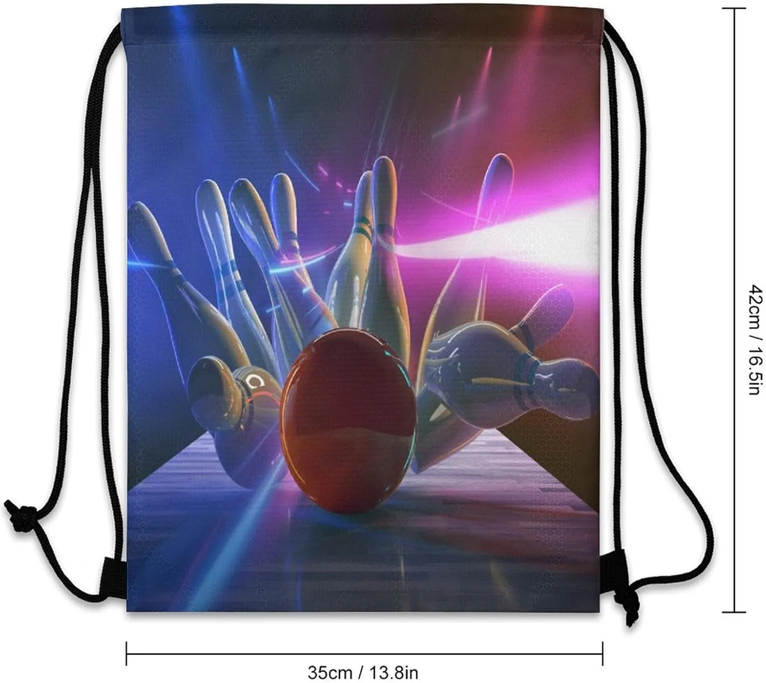 Abstract Game Bowling Ball Drawstring Bags Drawstring Backpack Casual Knapsack Gym Bag