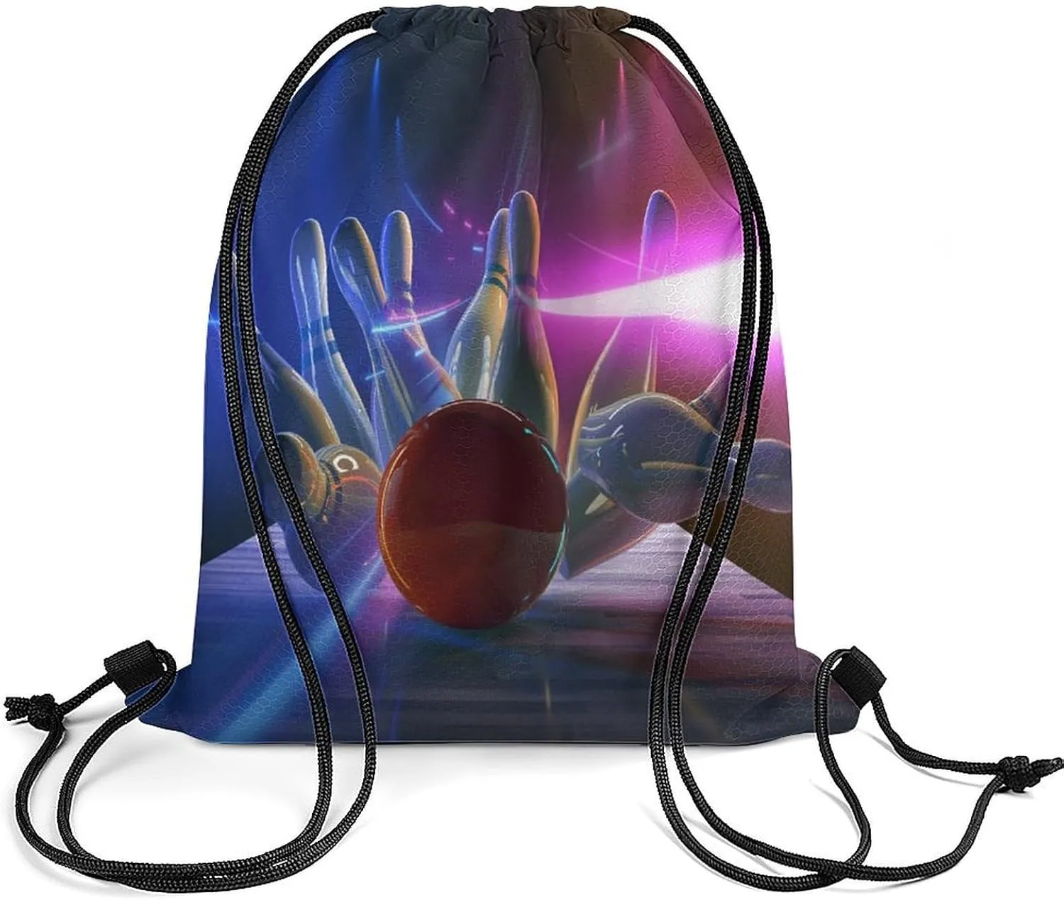 Abstract Game Bowling Ball Drawstring Bags Drawstring Backpack Casual Knapsack Gym Bag