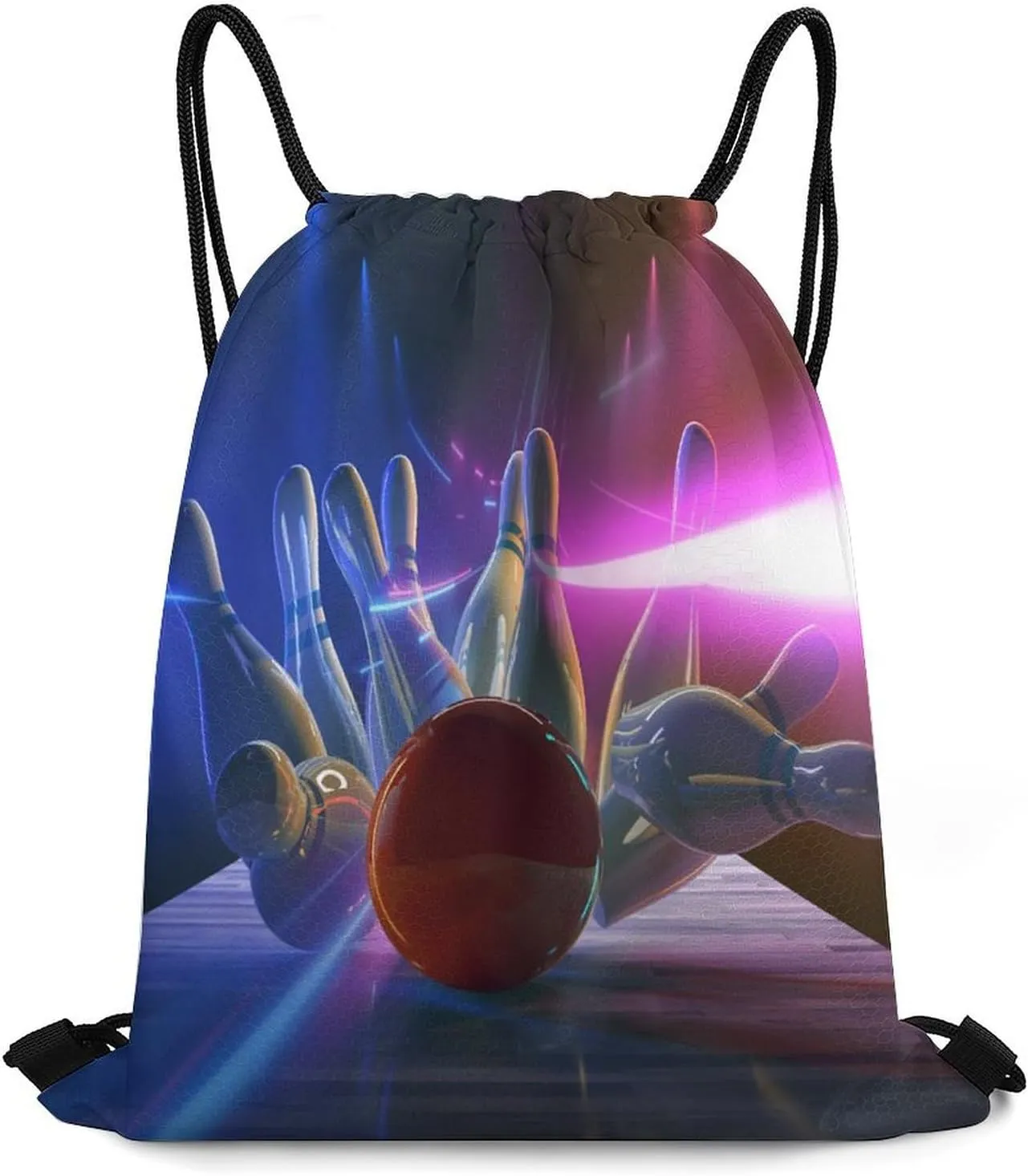 Abstract Game Bowling Ball Drawstring Bags Drawstring Backpack Casual Knapsack Gym Bag