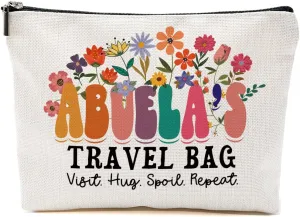 Abuela Makeup Bag Grandma Gifts from Granddaughter Grandson Grandma Birthday Gifts Mothers Day Thank You Retirement Gifts for Women Nana Mimi New Grandma Granny Christmas Travel Accessories Bag