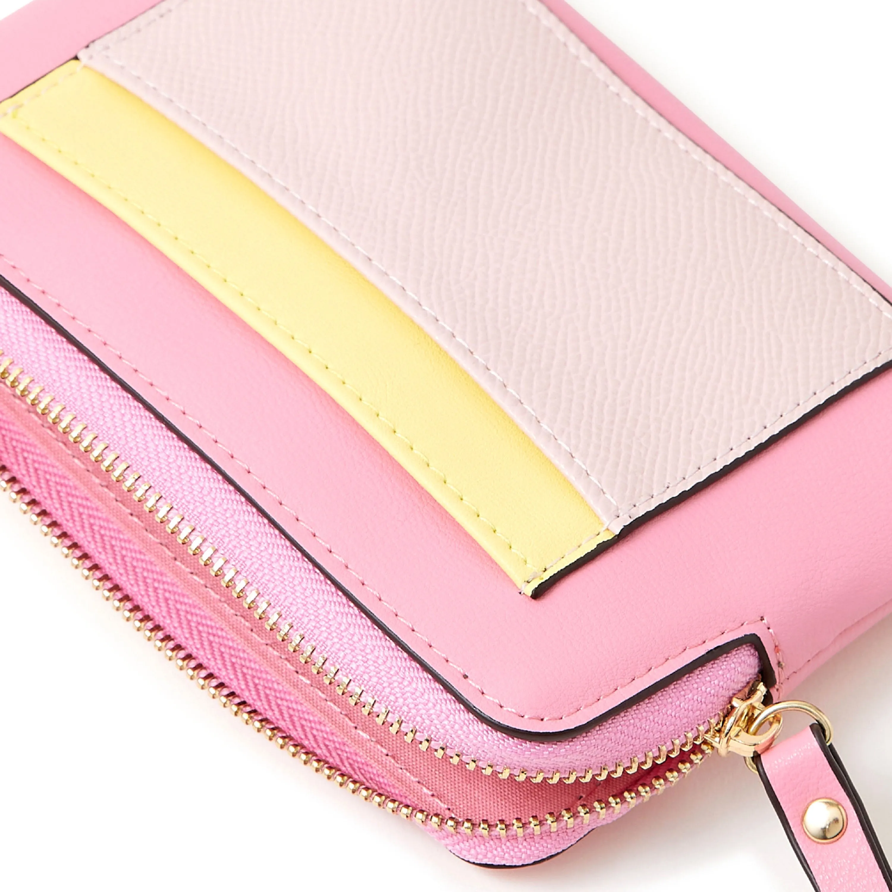 Accessorize London Women's Faux Leather Pink Colourblock Coin Purse