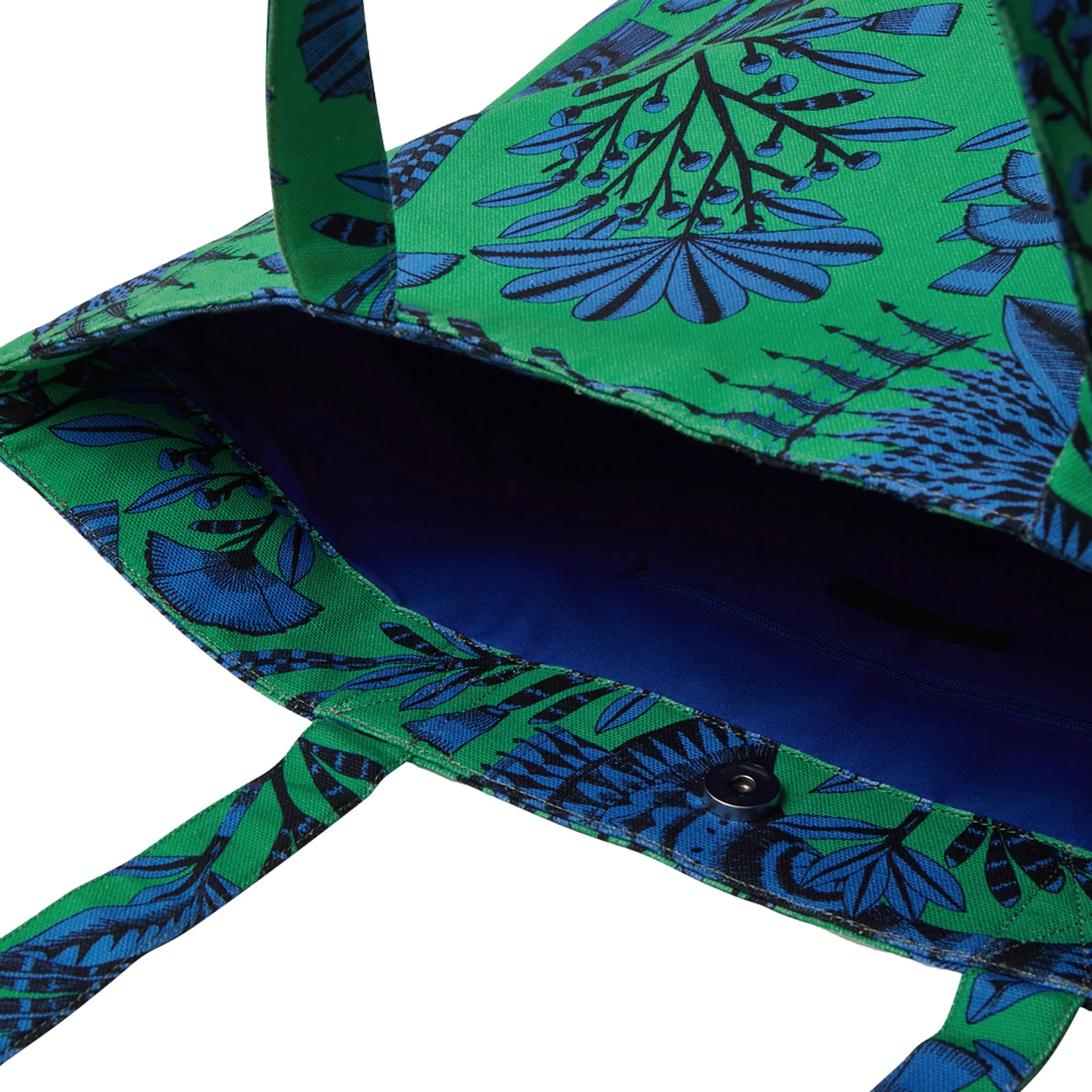 Accessorize London Women's Green Canvas Fan Print Shopper