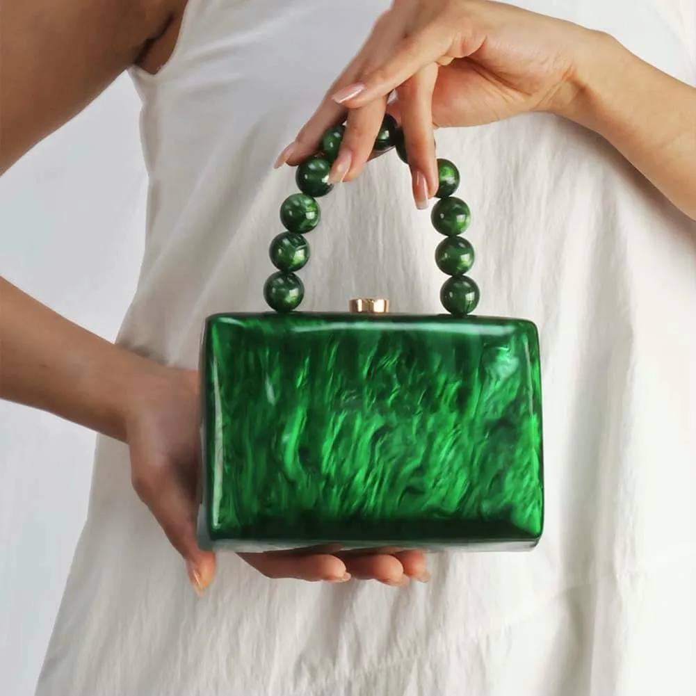 Acrylic Clutch Purses for Women Cute Bead Evening Handbag Chic Trendy Evening Clutch Bag for Prom Wedding Party 2025