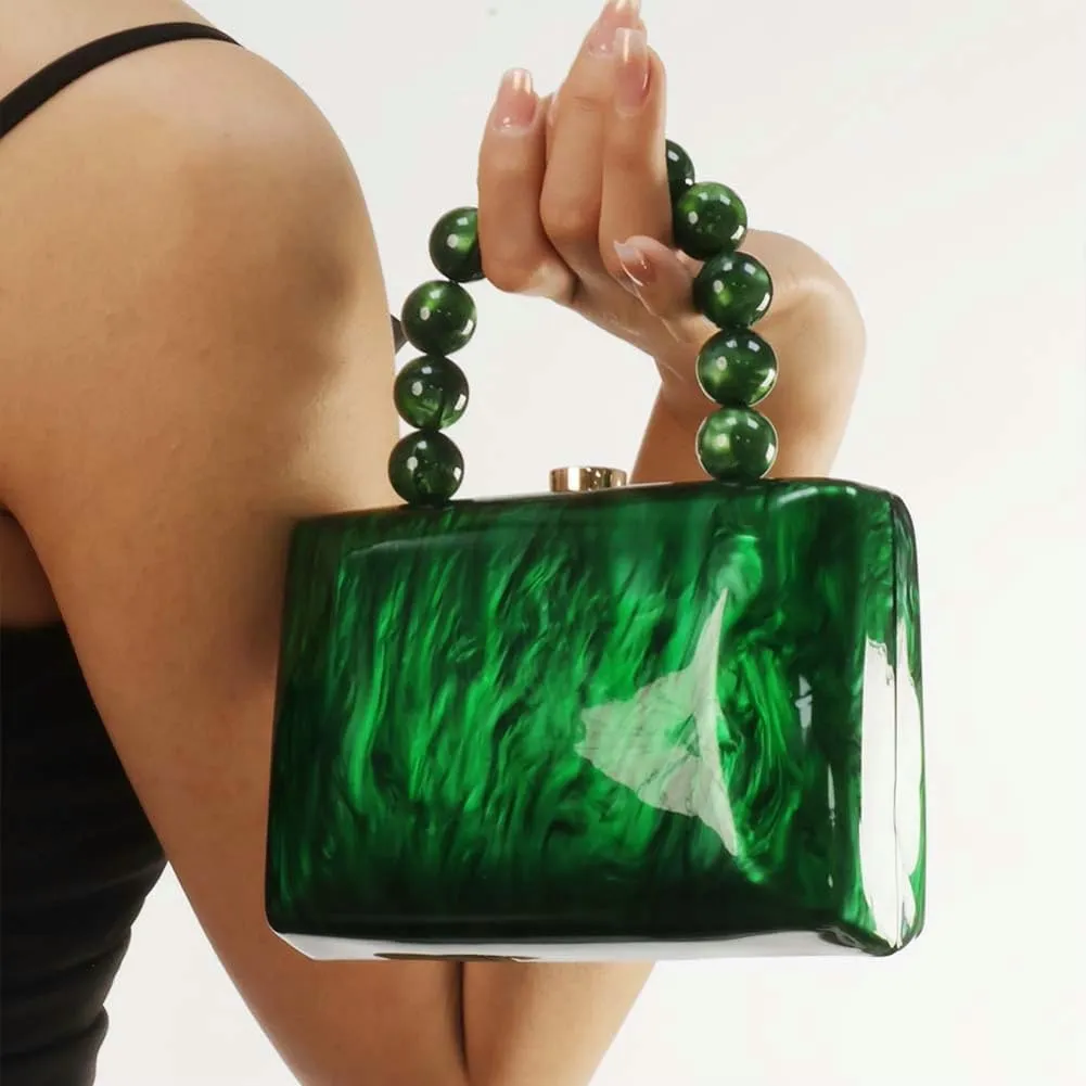 Acrylic Clutch Purses for Women Cute Bead Evening Handbag Chic Trendy Evening Clutch Bag for Prom Wedding Party 2025