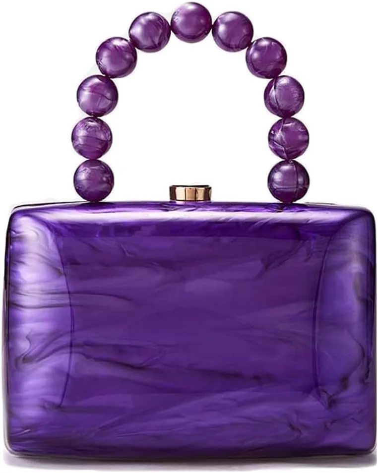 Acrylic Clutch Purses for Women Cute Bead Evening Handbag Chic Trendy Evening Clutch Bag for Prom Wedding Party 2025