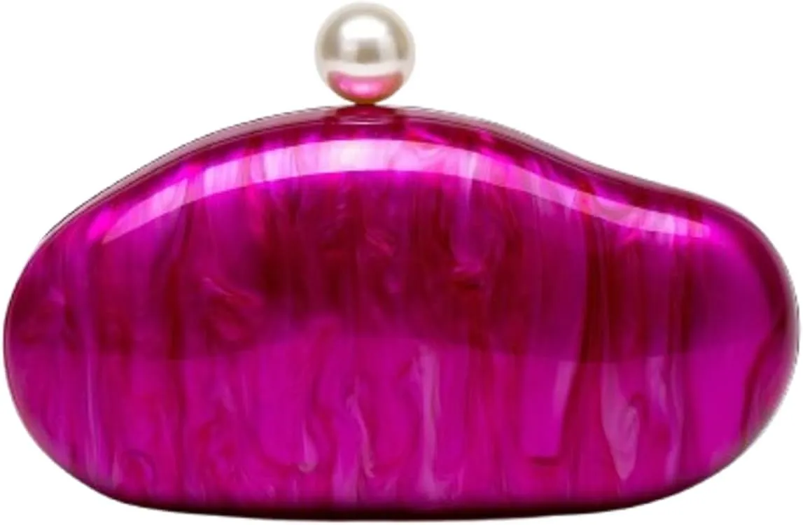 Acrylic Pearl Clutch Purses Women Shell Evening Handbag Chic Evening Clutch Bag with Chain for Party Prom Wedding