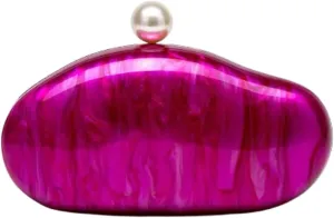 Acrylic Pearl Clutch Purses Women Shell Evening Handbag Chic Evening Clutch Bag with Chain for Party Prom Wedding