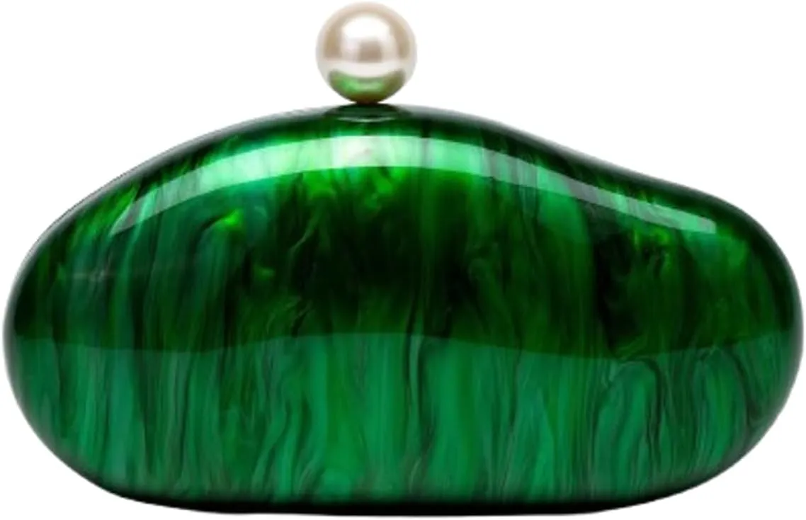 Acrylic Pearl Clutch Purses Women Shell Evening Handbag Chic Evening Clutch Bag with Chain for Party Prom Wedding