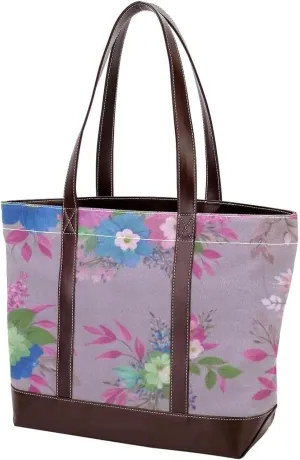 Aesthetic Flower-1582 Tote Bags Durable Leather Canvas Purses and Handbags for Women Top Handle Shoulder Satchel Hobo Bags