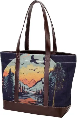Aesthetic Landscape-658 Tote Bags Durable Leather Canvas Purses and Handbags for Women Top Handle Shoulder Satchel Hobo Bags