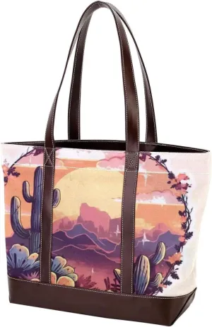Aesthetic Landscape-703 Tote Bags Durable Leather Canvas Purses and Handbags for Women Top Handle Shoulder Satchel Hobo Bags