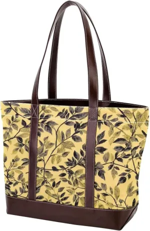Aesthetic Leaves-670 Tote Bags Durable Leather Canvas Purses and Handbags for Women Top Handle Shoulder Satchel Hobo Bags