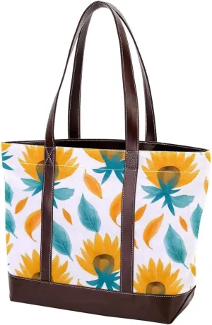 Aesthetic Sunflower-316 Tote Bags Durable Leather Canvas Purses and Handbags for Women Top Handle Shoulder Satchel Hobo Bags