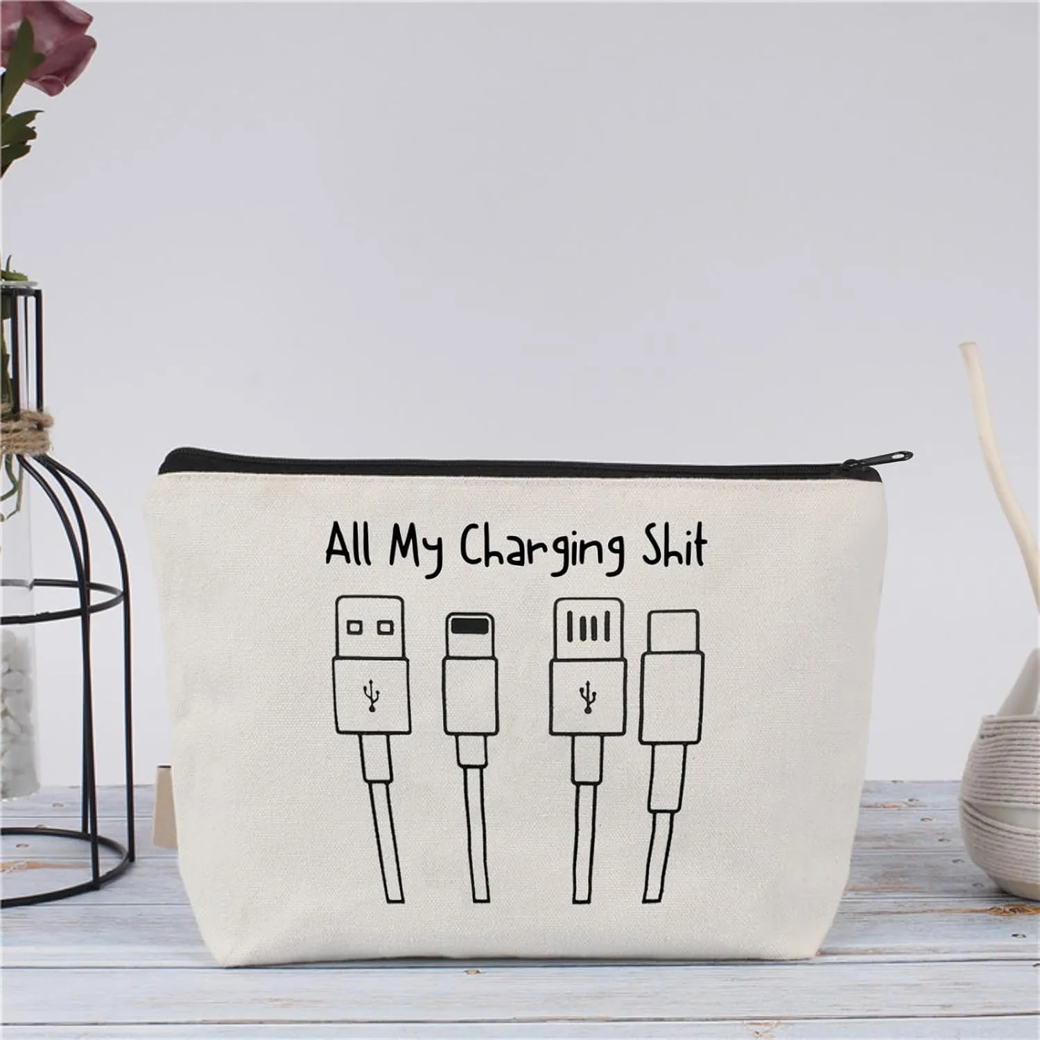 All My Charging shit bag,Fun and versatile bag with charger graphics, teenage boy gift, birthday gifts, travel accessories (Style E)