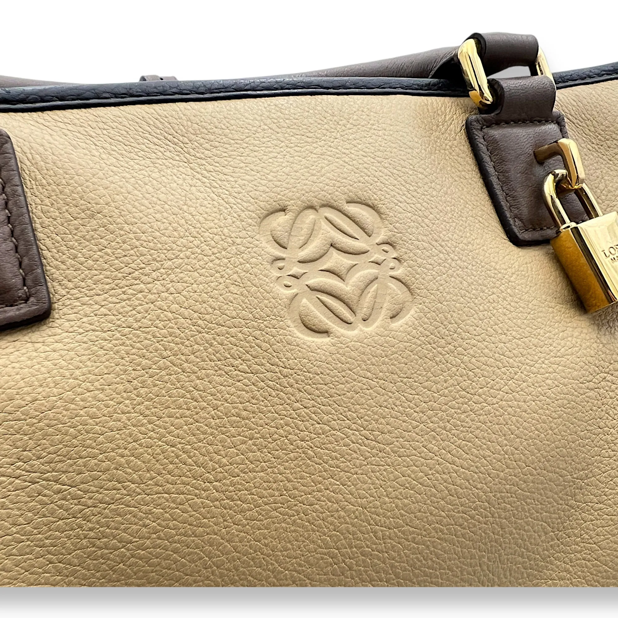 Amazona Top Handle Bag 36 Beige in Calfskin, Gold hardware