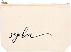 Andaz Press Personalized Makeup Bags for Women Bridesmaid Proposal Gifts Canvas Cosmetic Bag with Zipper Minimal Custom Name Makeup Pouch For Bridesmaids Girls Weekend Gifts for Women 6.5 x 9 Inch