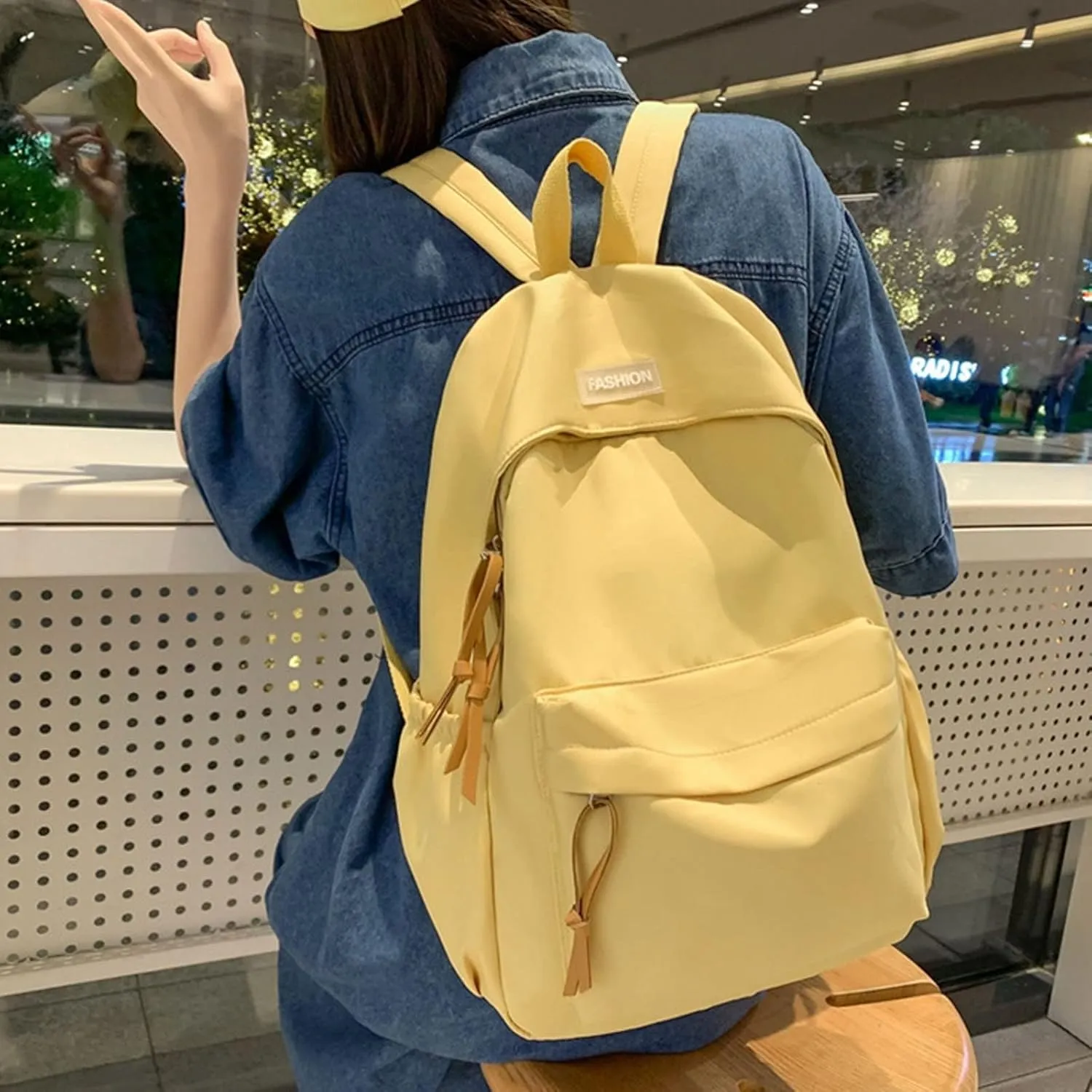 Anti Theft Backpack with Secured Zipper Adjustable Shoulder Strap Backpacks Anti Theft Crossbody Bags for Women(Yellow)