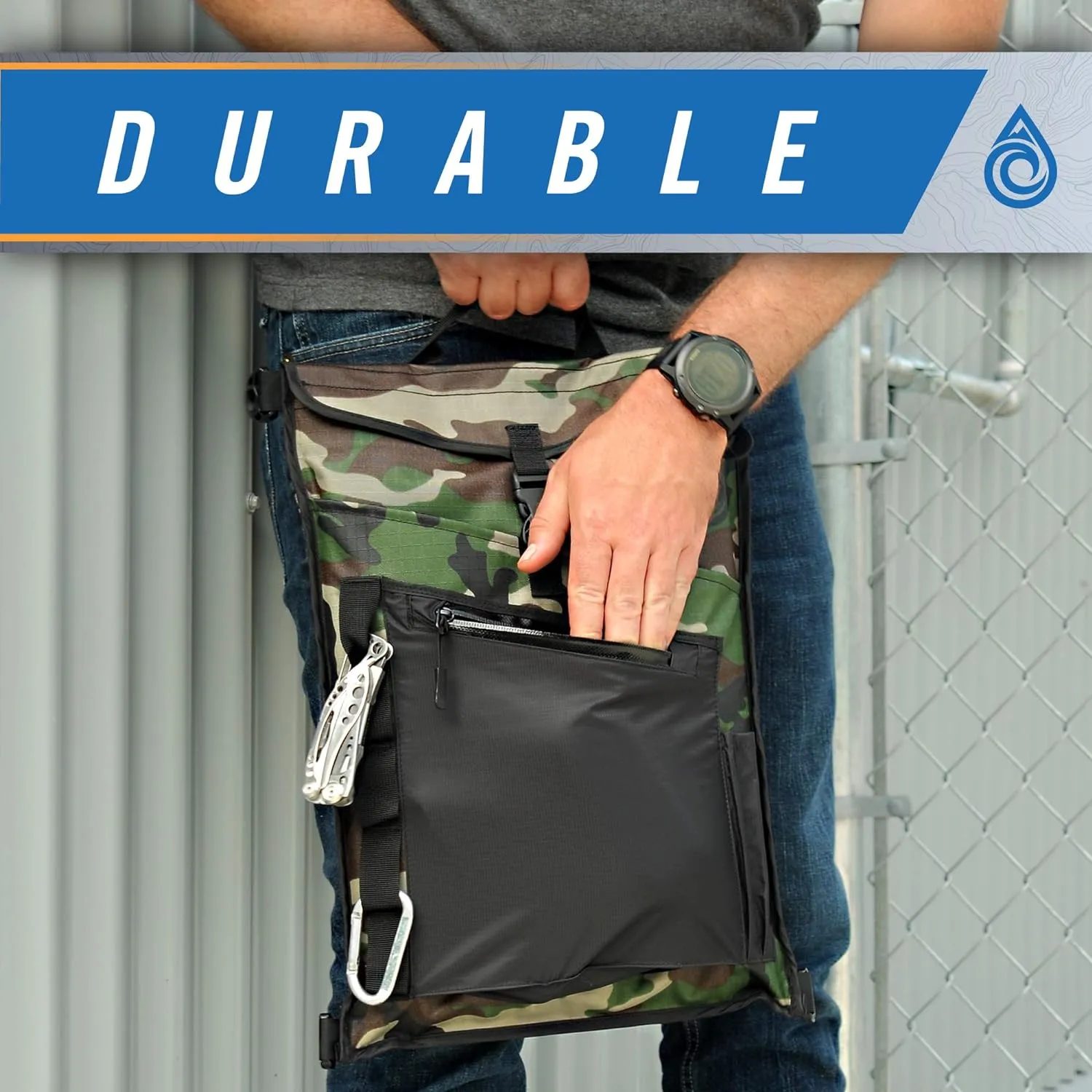 AquaQuest Typhoon Laptop Case - 100% Waterproof, Versatile, Durable, Lightweight, Messenger Bag - Protective Padded Computer Sleeve Pouch - 15" Camo