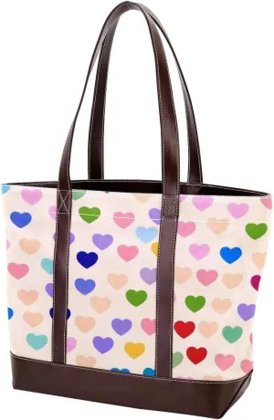 Art Love-1597 Tote Bags Durable Leather Canvas Purses and Handbags for Women Top Handle Shoulder Satchel Hobo Bags
