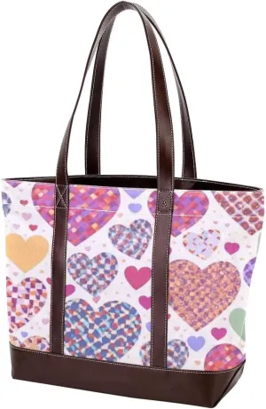 Art Love-1639 Tote Bags Durable Leather Canvas Purses and Handbags for Women Top Handle Shoulder Satchel Hobo Bags