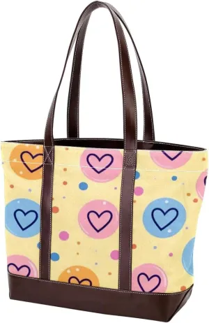 Art Love-1651 Tote Bags Durable Leather Canvas Purses and Handbags for Women Top Handle Shoulder Satchel Hobo Bags
