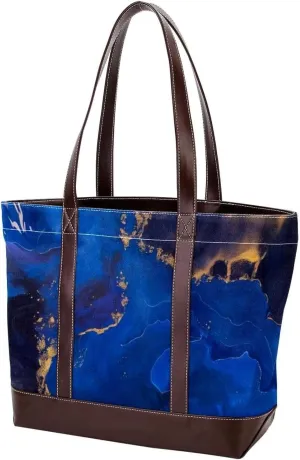 Art Marble-1279 Tote Bags Durable Leather Canvas Purses and Handbags for Women Top Handle Shoulder Satchel Hobo Bags