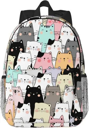ASYG Cute Cat Casual Daypack Bags Cartoon Cat Laptop Backpack Cat Bags For Women Men