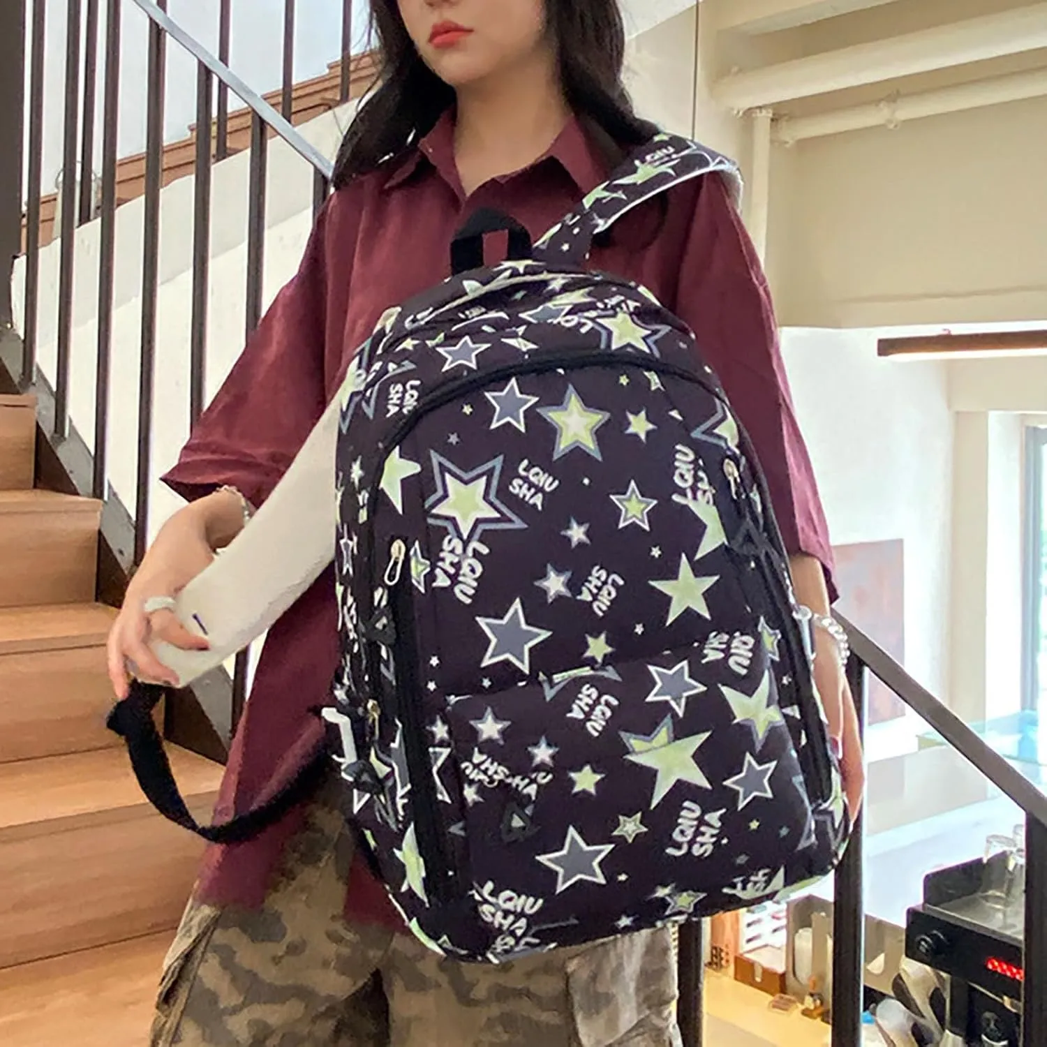 Backpack Purse for Women Medium Size Letter Purse Mobile Phone Messenger Bags Fashion Bags for Travel Work Gift(Black)