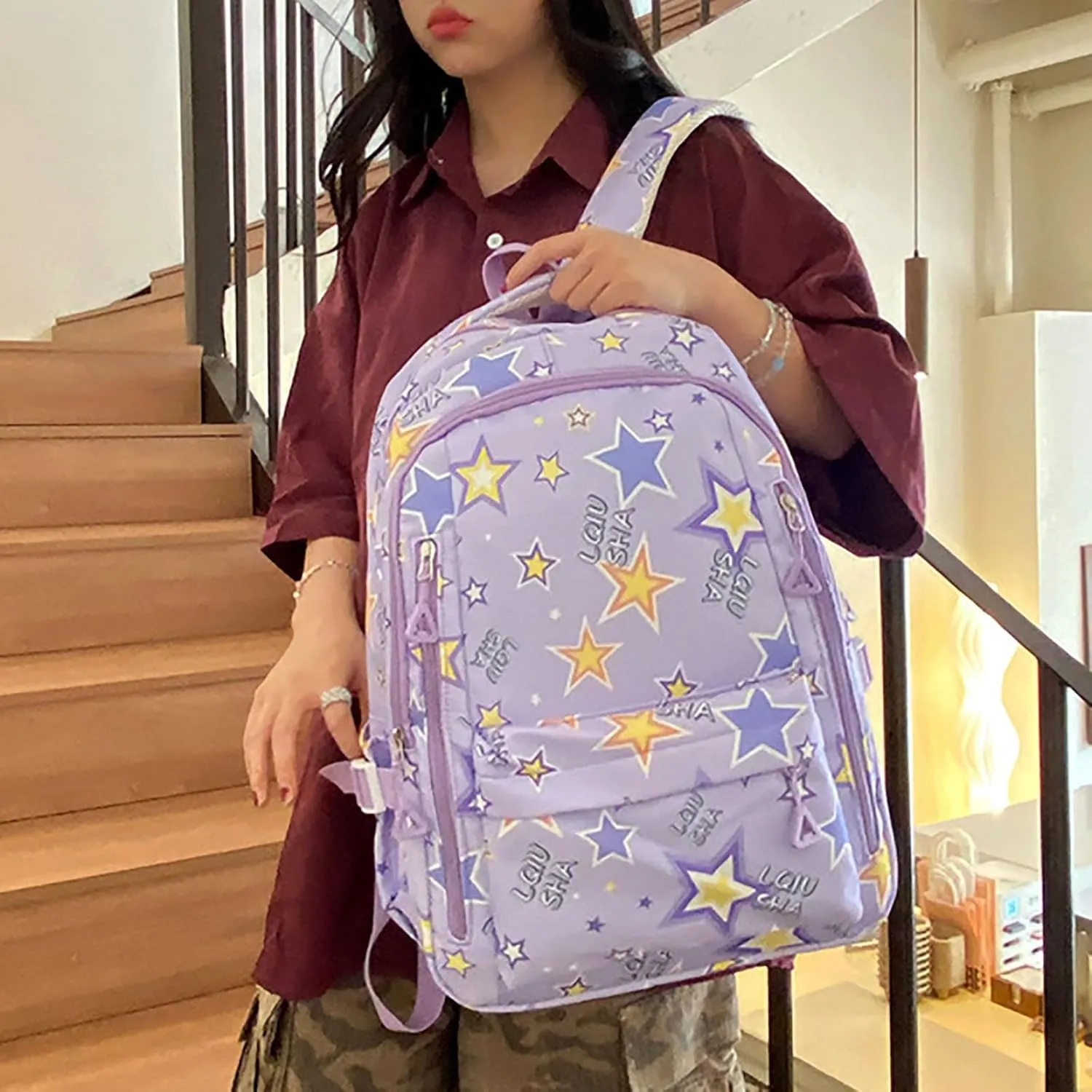 Backpack Purse for Women Medium Size Letter Purse Mobile Phone Messenger Bags Fashion Bags for Travel Work Gift(Light Purple)