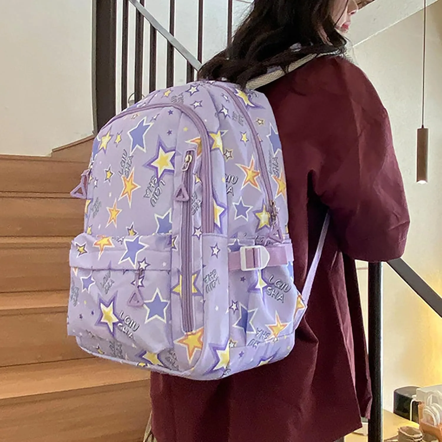 Backpack Purse for Women Medium Size Letter Purse Mobile Phone Messenger Bags Fashion Bags for Travel Work Gift(Light Purple)