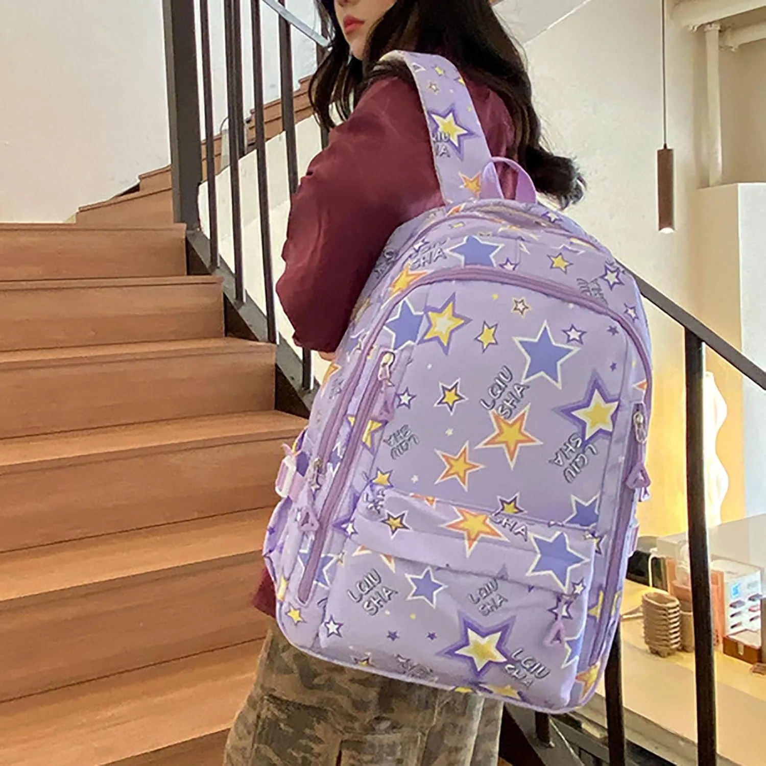 Backpack Purse for Women Medium Size Letter Purse Mobile Phone Messenger Bags Fashion Bags for Travel Work Gift(Light Purple)