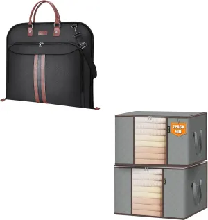 BALEINE Travel Garment Bag   2 Pack Clothes Storage Bags