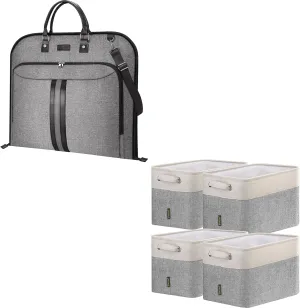 BALEINE Travel Garment Bag   4 Pack Fabric Storage Bins