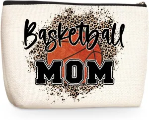 Basketball Mom Makeup Bag - Sports Lover Accessories Gift for Mom, Woman, Mother - Cosmetic Bag
