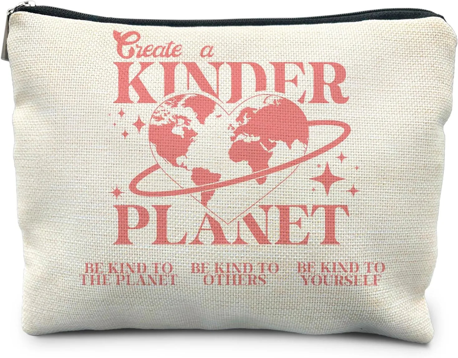 Be Kind to Yourself Inspirational Makeup Bag, Self Love Mental Health Matters Cosmetic Bag, Positive Encouragement Gifts for Women, Aesthetic Retro Pink Makeup Pouch
