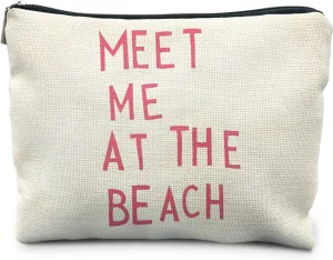 Beach Makeup Bag, Beach Gifts for Women, Meet Me at the Beach Cosmetic Bags Zipper Pouch for Women, Beach Gifts for Women Friends, Beach Lovers Gifts Makeup Pouch Zipper Bag