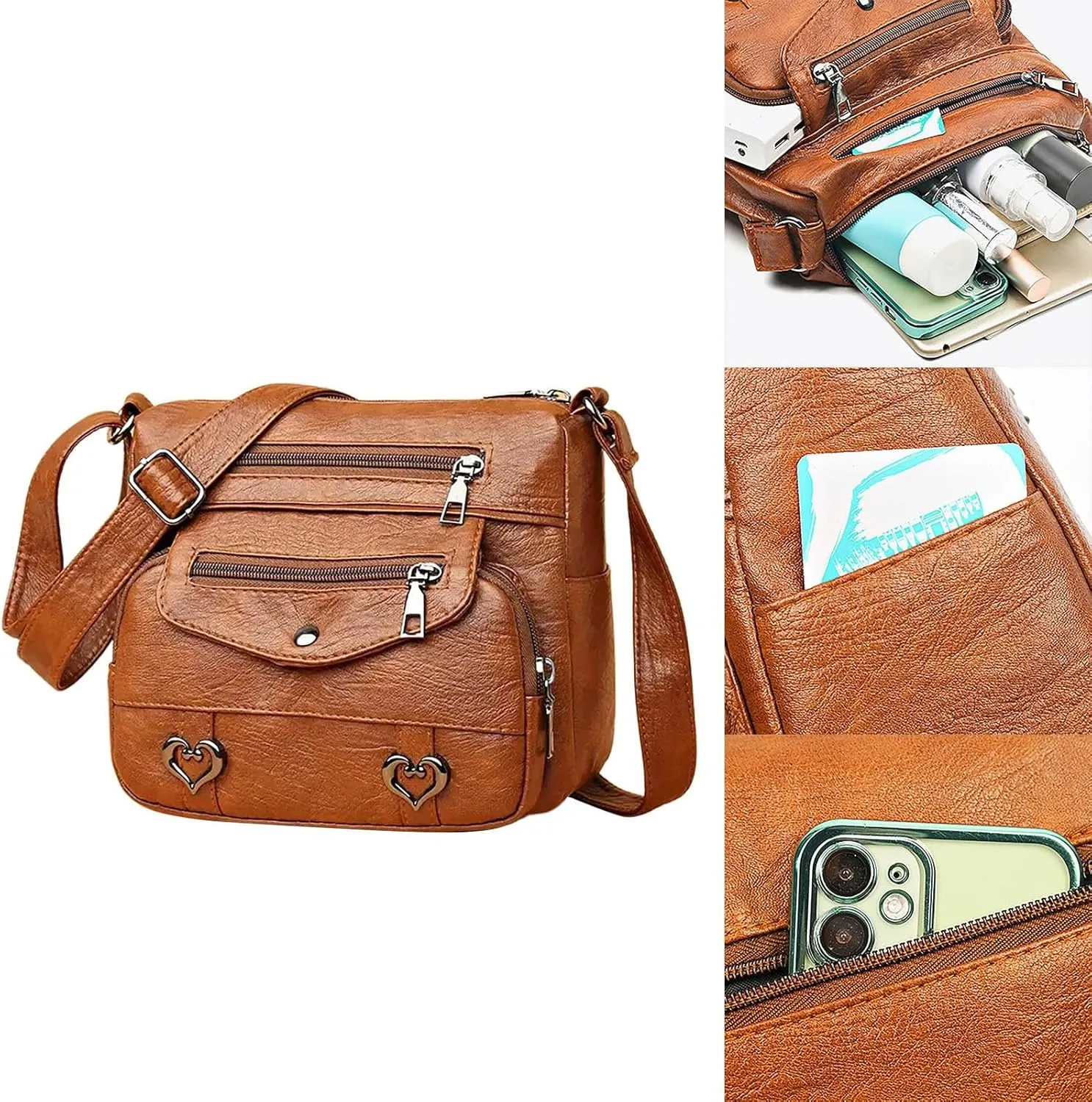 Beach Tote Bag Black Brown Solid Crossbody Shoulder Bags Medium Travel Satchel Bag Purse Wallet Anti Theft Bags V