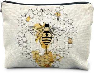 Bee Gifts for Women, Honeycomb Bee Makeup Bags for Women, Bee Gifts for Bee Lovers, Honey Bee Gifts, Beekeeper Gifts, Bee Accessories for Women, Bee Makeup Pouch, honeybee